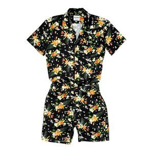 Romper Jack Male Romper Shorts Jumpsuit Tropical Print Black‎ Mens Size Small